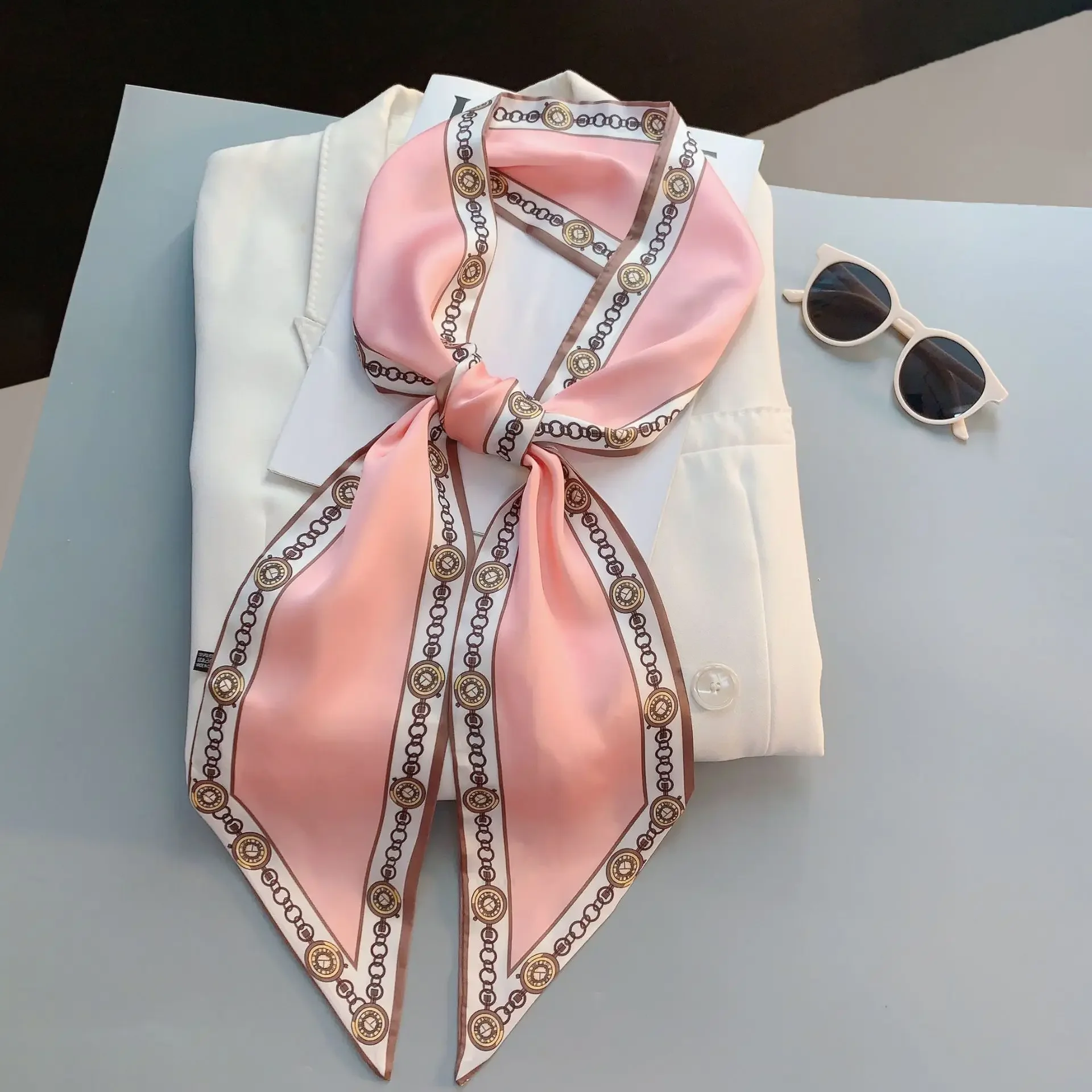 Design Print Skinny Scarf Plai - Luxury Bags Online 리뷰 및 가격
