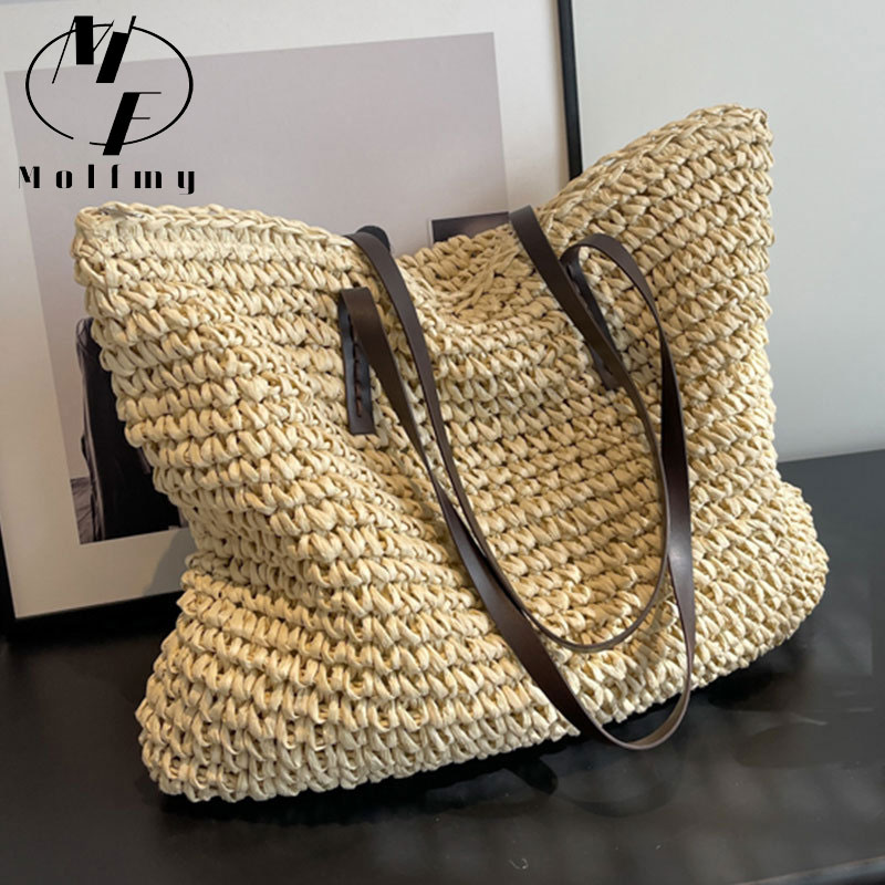 Straw Woven Tote Bags Casual L - Luxury Bags Reseller 리뷰 및 가격