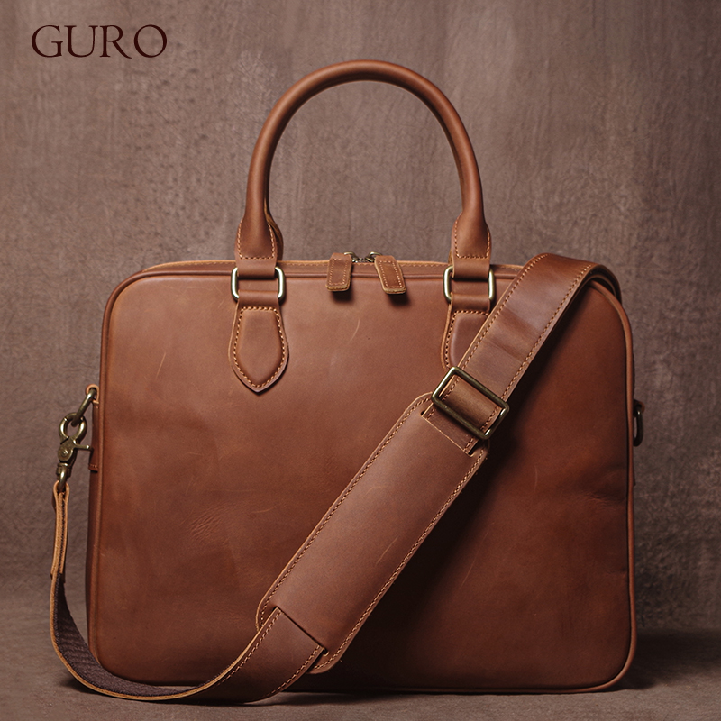 GURO Men Crazy Horse Cowhide B - Luxury Bags Laptop 리뷰 및 가격